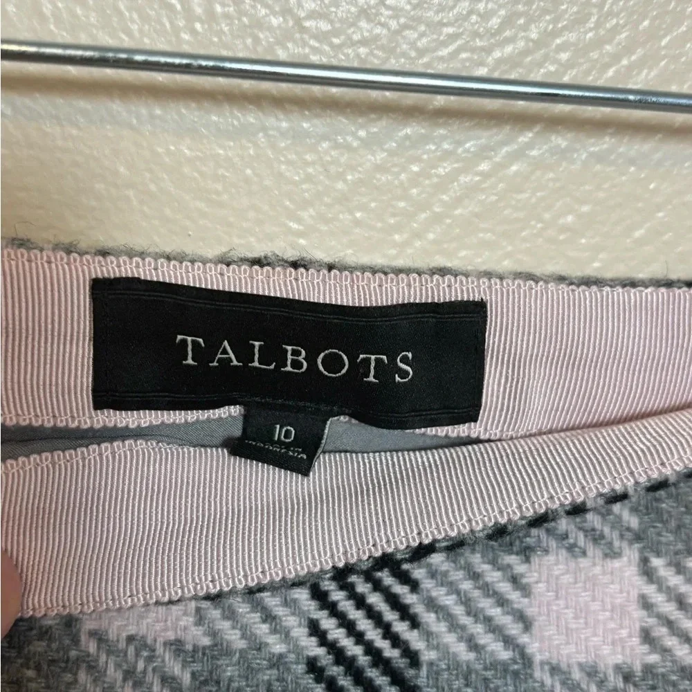 Talbots Womens Wool Blend‎ Plaid Pencil Skirt Pink Black Gray Lined Size 10